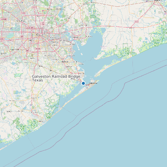 Map of Galveston Railroad Bridge, Texas Tide Prediction Station