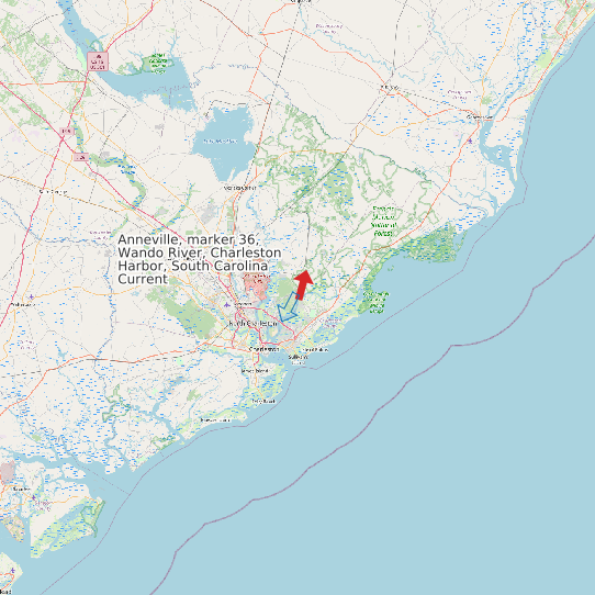 Map of Anneville, marker 36, Wando River, Charleston Harbor, South Carolina Current Prediction Station