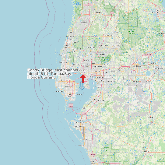 Gandy Bridge, east channel (depth 6 ft), Tampa Bay, Florida Current map