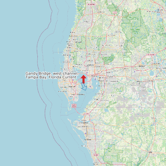 Gandy Bridge, west channel, Tampa Bay, Florida Current map