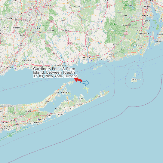 Gardiners Point & Plum Island, between (depth 15 ft), New York Current map