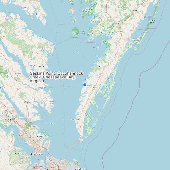 Map of Gaskins Point, Occohannock Creek, Chesapeake Bay, Virginia Tide Prediction Station