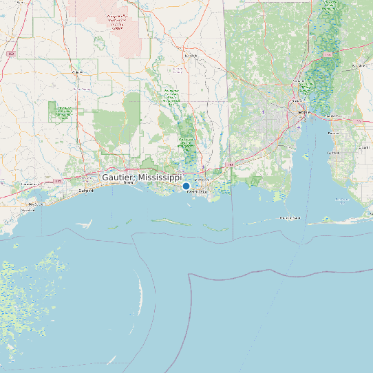 Map of Gautier, Mississippi Tide Prediction Station