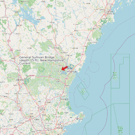 General Sullivan Bridge (depth 15 ft), New Hampshire Current map