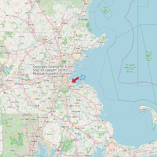 Map of Georges Island, 0.3 nmi SSE of (depth 10 ft), Massachusetts Current Prediction Station