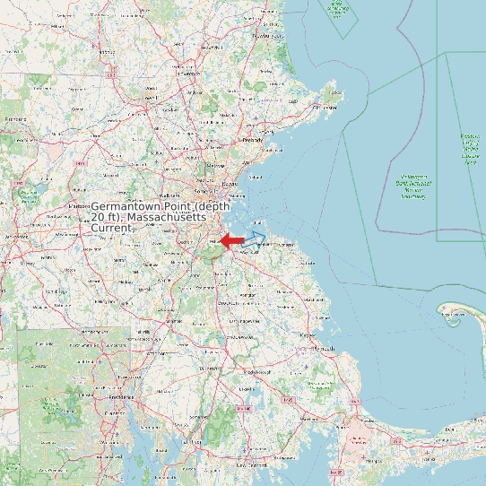 Map of Germantown Point (depth 20 ft), Massachusetts Current Prediction Station