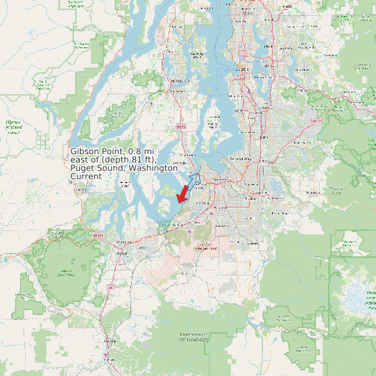 Gibson Point, 0.8 mi east of (depth 81 ft), Puget Sound, Washington Current map