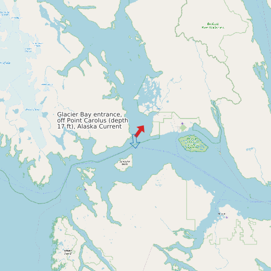 Glacier Bay entrance, off Point Carolus (depth 17 ft), Alaska Current map