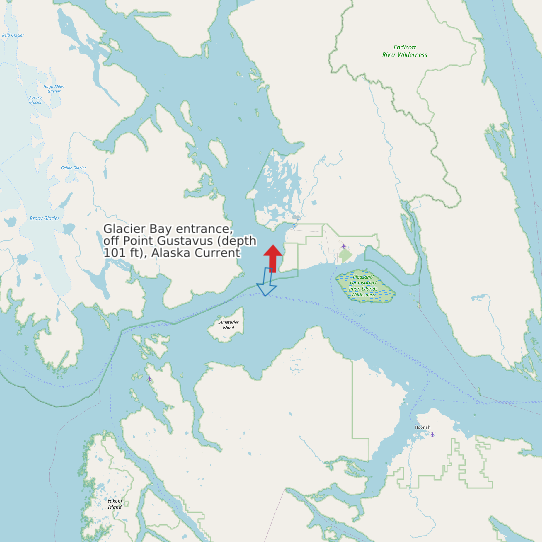Glacier Bay entrance, off Point Gustavus (depth 101 ft), Alaska Current map
