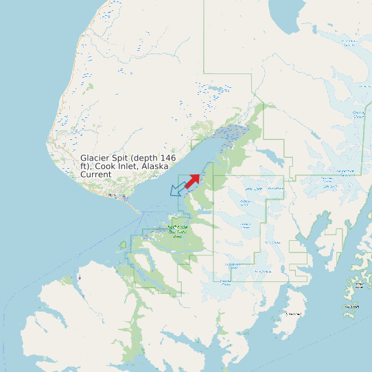 Glacier Spit (depth 146 ft), Cook Inlet, Alaska Current map