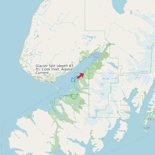 Map of Glacier Spit (depth 87 ft), Cook Inlet, Alaska Current Prediction Station