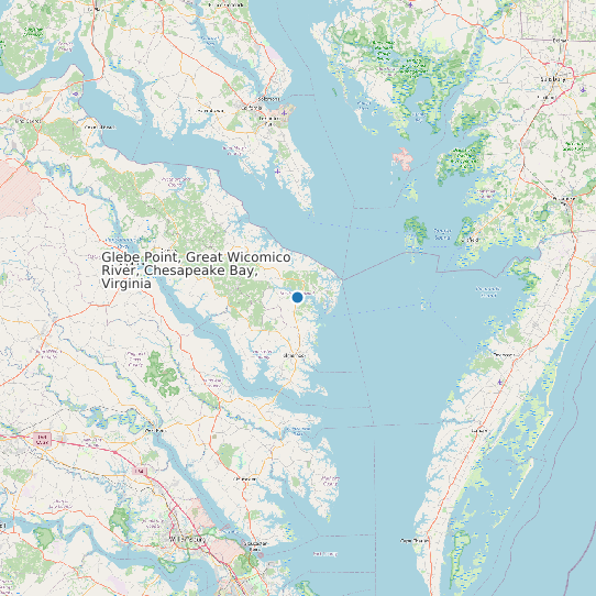 Map of Glebe Point, Great Wicomico River, Chesapeake Bay, Virginia Tide Prediction Station
