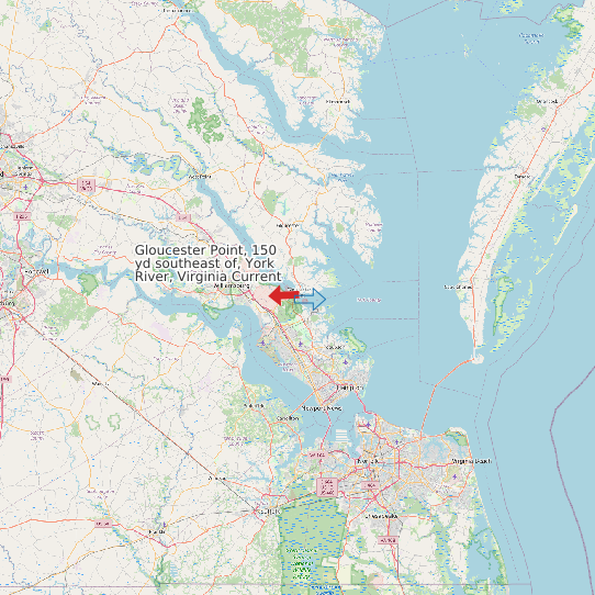 Map of Gloucester Point, 150 yd southeast of, York River, Virginia Current Prediction Station