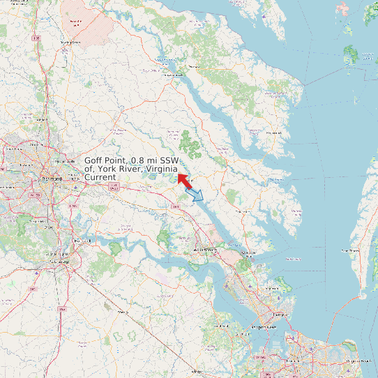 Map of Goff Point, 0.8 mi SSW of, York River, Virginia Current Prediction Station
