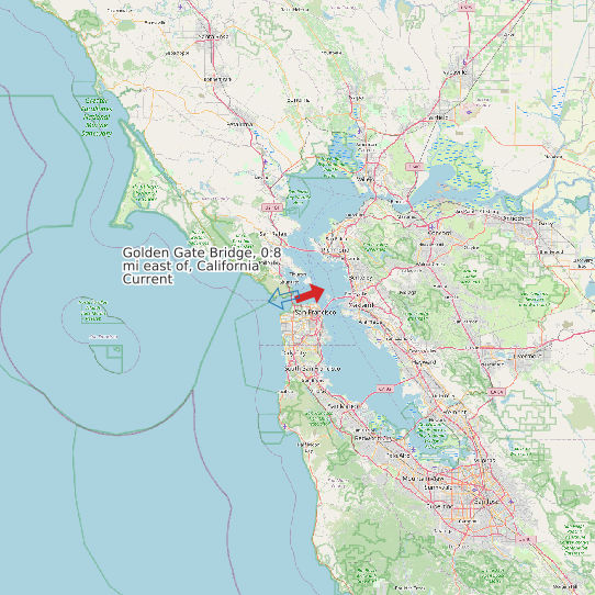 Golden Gate Bridge, 0.8 mi east of, California Current map