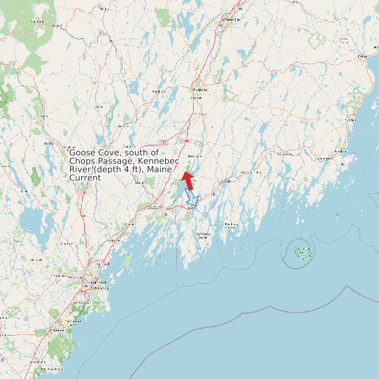 Map of Goose Cove, south of Chops Passage, Kennebec River (depth 4 ft), Maine Current Prediction Station
