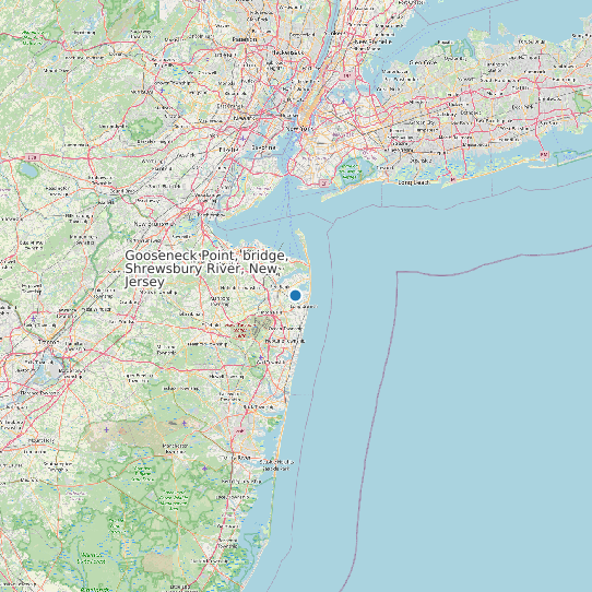 Map of Gooseneck Point, bridge, Shrewsbury River, New Jersey Tide Prediction Station