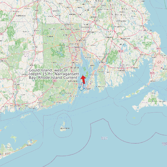 Map of Gould Island, west of (depth 15 ft), Narragansett Bay, Rhode Island Current Prediction Station