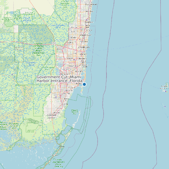 Government Cut, Miami Harbor entrance, Florida map