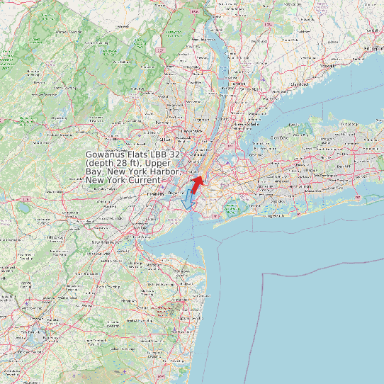 Gowanus Flats LBB 32 (depth 28 ft), Upper Bay, New York Harbor, New York Current map