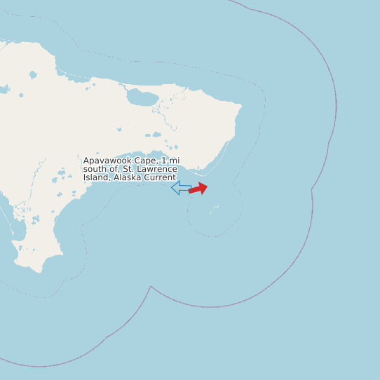 Map of Apavawook Cape, 1 mi south of, St. Lawrence Island, Alaska Current Prediction Station