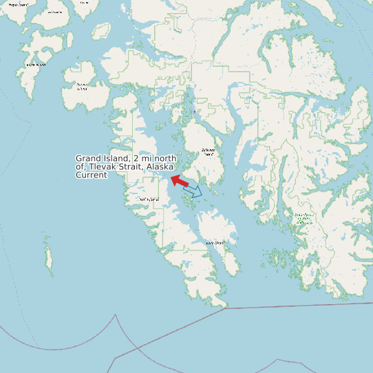 Grand Island, 2 mi north of, Tlevak Strait, Alaska Current map