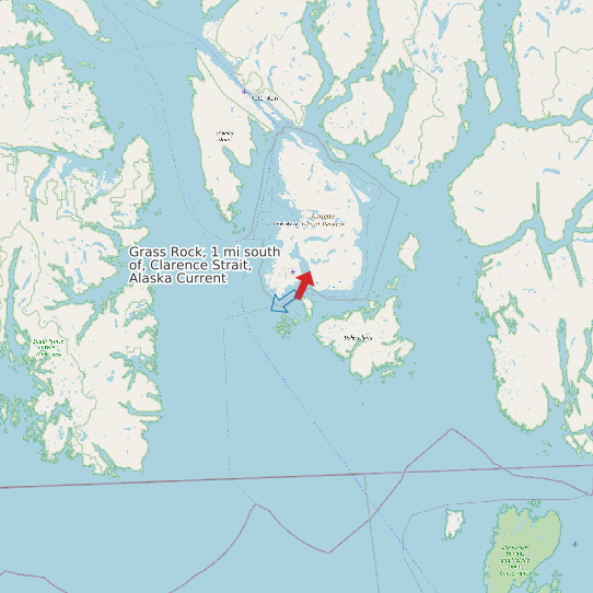 Grass Rock, 1 mi south of, Clarence Strait, Alaska Current map
