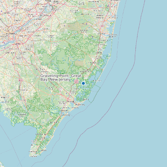 Map of Graveling Point, Great Bay, New Jersey Tide Prediction Station