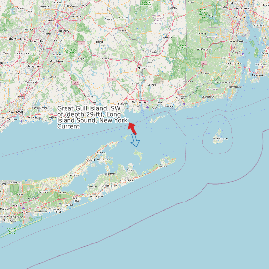 Map of Great Gull Island, SW of (depth 29 ft), Long Island Sound, New York Current Prediction Station