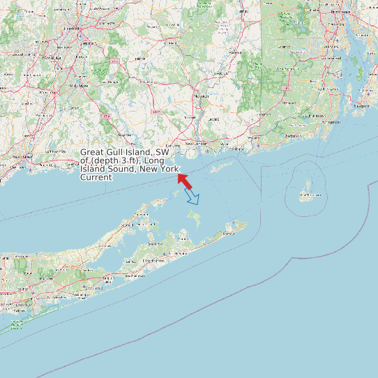 Map of Great Gull Island, SW of (depth 3 ft), Long Island Sound, New York Current Prediction Station