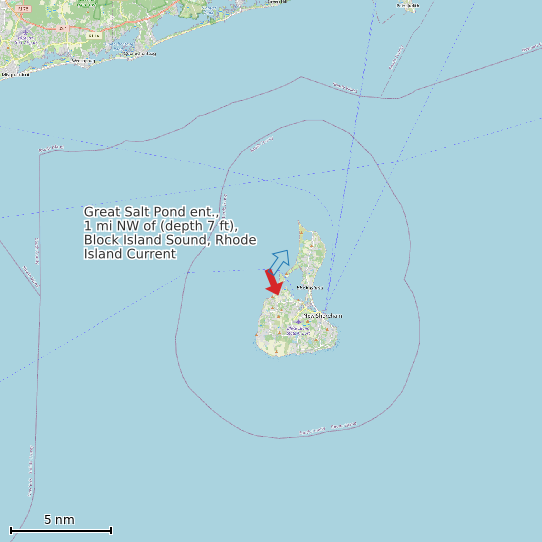 Map of Great Salt Pond ent., 1 mi NW of (depth 7 ft), Block Island Sound, Rhode Island Current Prediction Station