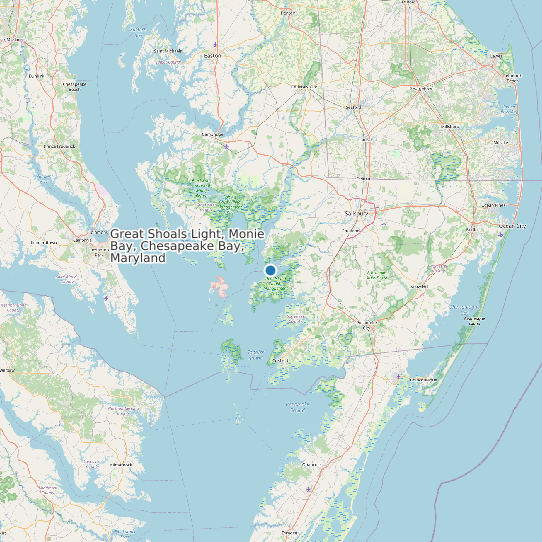 Great Shoals Light, Monie Bay, Chesapeake Bay, Maryland map