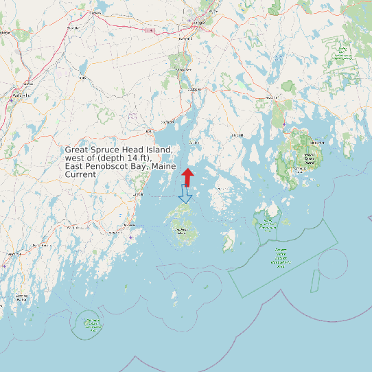 Great Spruce Head Island, west of (depth 14 ft), East Penobscot Bay, Maine Current map