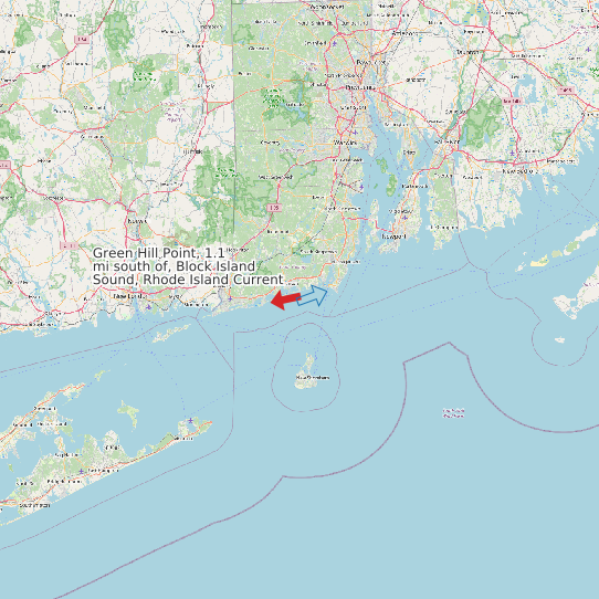 Map of Green Hill Point, 1.1 mi south of, Block Island Sound, Rhode Island Current Prediction Station