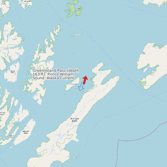 Map of Green Island Pass (depth 163 ft), Prince William Sound, Alaska Current Prediction Station