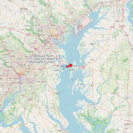 Greenbury Point, 1.8 mi east of (depth 8 ft), Maryland Current map