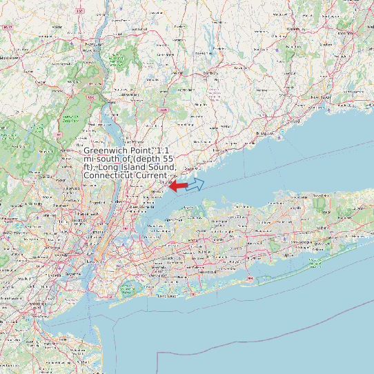 Greenwich Point, 1.1 mi south of (depth 55 ft), Long Island Sound, Connecticut Current map