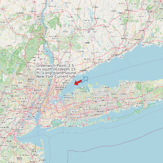 Greenwich Point, 2.5 mi south of (depth 15 ft), Long Island Sound, New York Current map