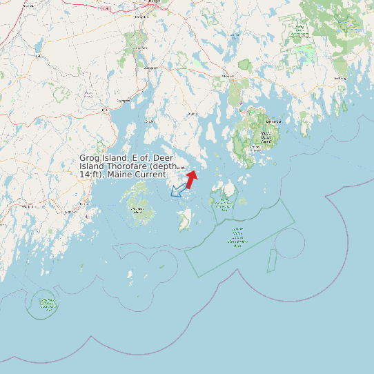 Map of Grog Island, E of, Deer Island Thorofare (depth 14 ft), Maine Current Prediction Station