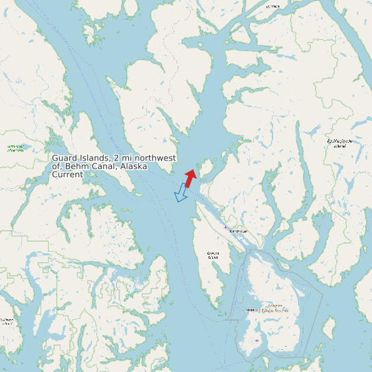 Map of Guard Islands, 2 mi northwest of, Behm Canal, Alaska Current Prediction Station