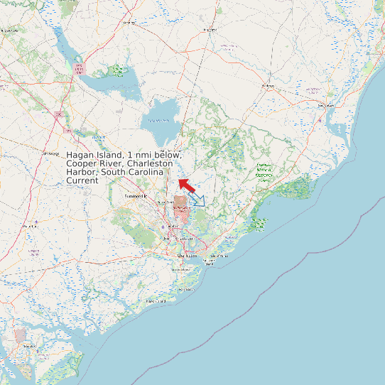 Map of Hagan Island, 1 nmi below, Cooper River, Charleston Harbor, South Carolina Current Prediction Station
