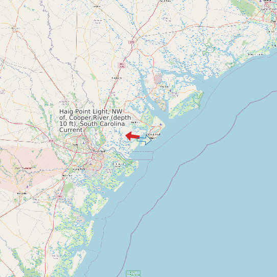 Haig Point Light, NW of, Cooper River (depth 10 ft), South Carolina Current map