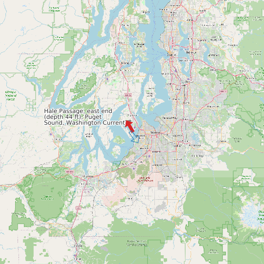 Map of Hale Passage, east end (depth 44 ft), Puget Sound, Washington Current Prediction Station