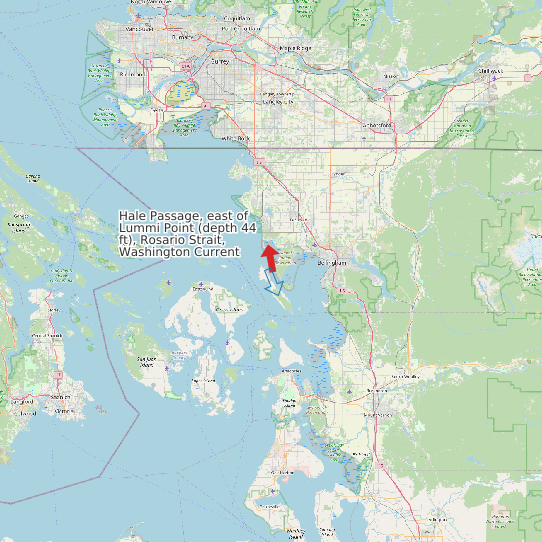 Hale Passage, east of Lummi Point (depth 44 ft), Rosario Strait, Washington Current map