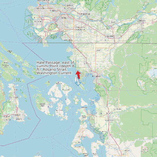 Hale Passage, east of Lummi Point (depth 8 ft), Rosario Strait, Washington Current map