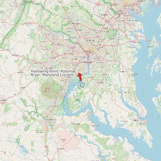 Map of Hallowing Point, Potomac River, Maryland Current Prediction Station