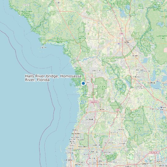 Halls River bridge, Homosassa River, Florida map