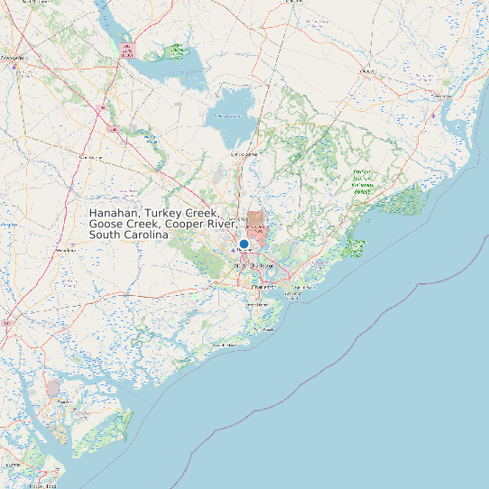 Hanahan, Turkey Creek, Goose Creek, Cooper River, South Carolina map