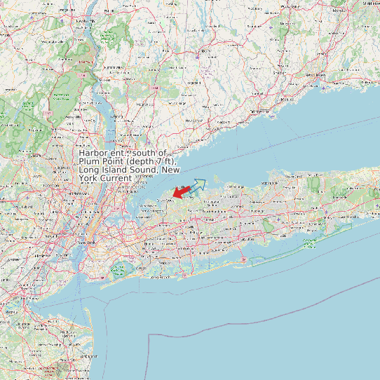 Harbor ent., south of Plum Point (depth 7 ft), Long Island Sound, New York Current map