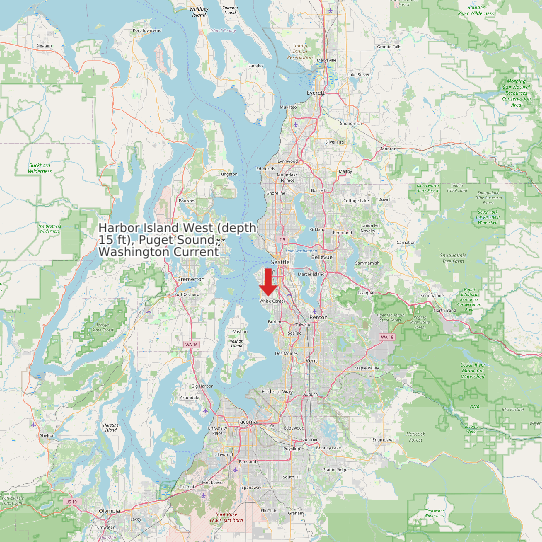 Map of Harbor Island West (depth 15 ft), Puget Sound, Washington Current Prediction Station